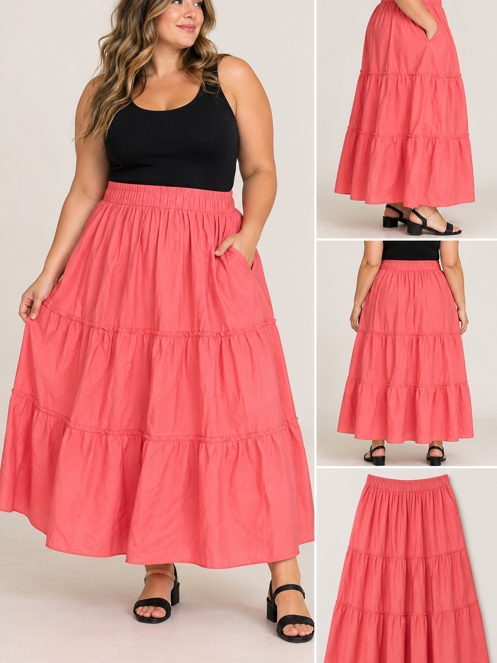 Lane Bryant Pink Tiered Maxi Skirt – Size 5X – NWT